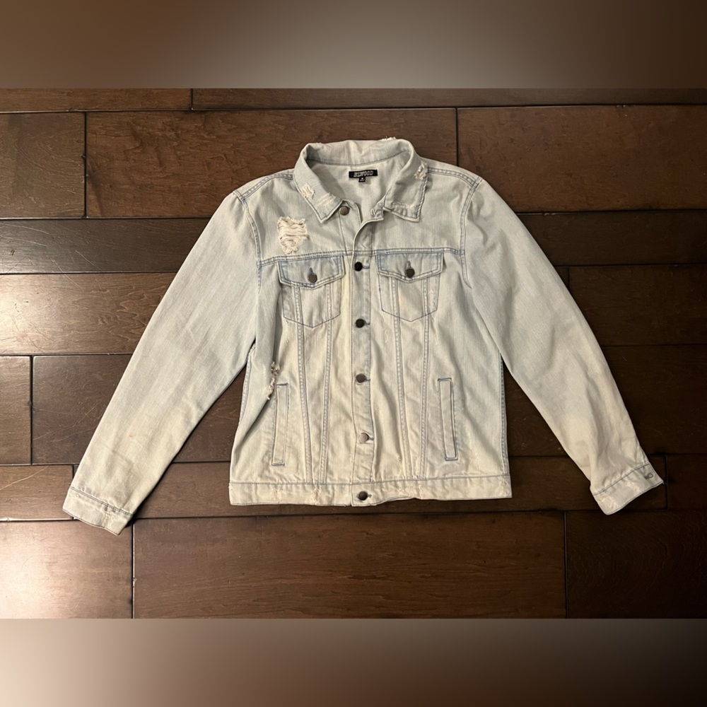 Denim Jacket with Distressed Details